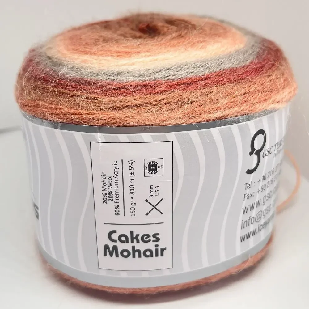 ICE Yarns Cakes Mohair, Camel Copper Salmon Beige